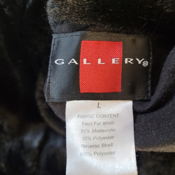 Gallery Black Reversible Grooved Faux Fur Zip-Up Jacket Size Women's Large - Picture 14 of 14